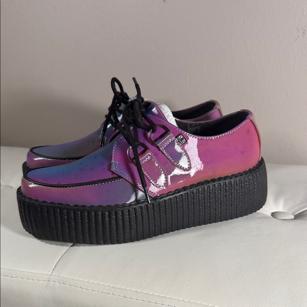 TUK Iridescent Pink and Purple Platform Shoes